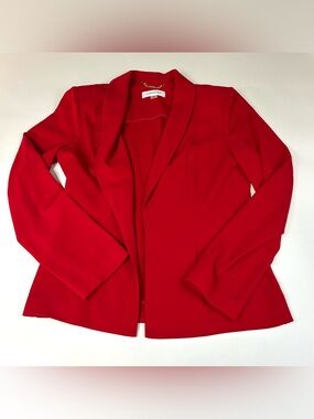 Calvin Klein Women’s Size 10 Open Front Blazer Jacket Solid Red Career #0393